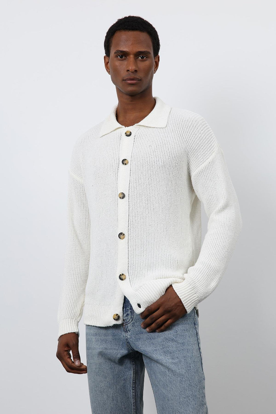 ANT Antioch Ecru Knitted Men's Cardigan - Mount Pleasant