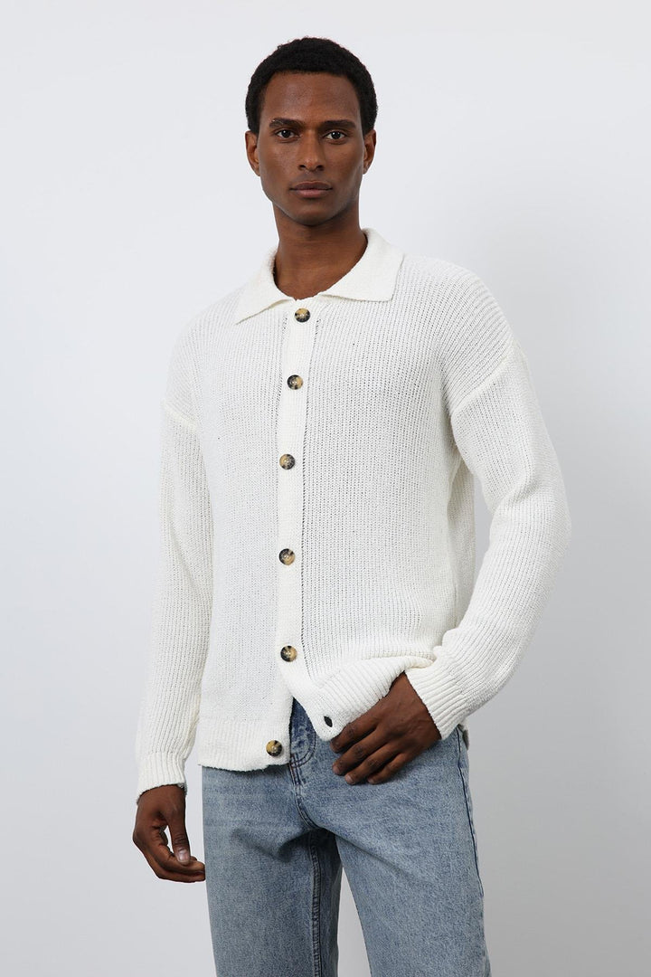 ANT Antioch Ecru Knitted Men's Cardigan - Mount Pleasant