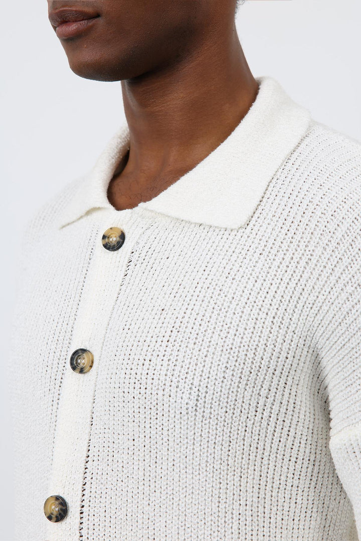 ANT Antioch Ecru Knitted Men's Cardigan - Mount Pleasant