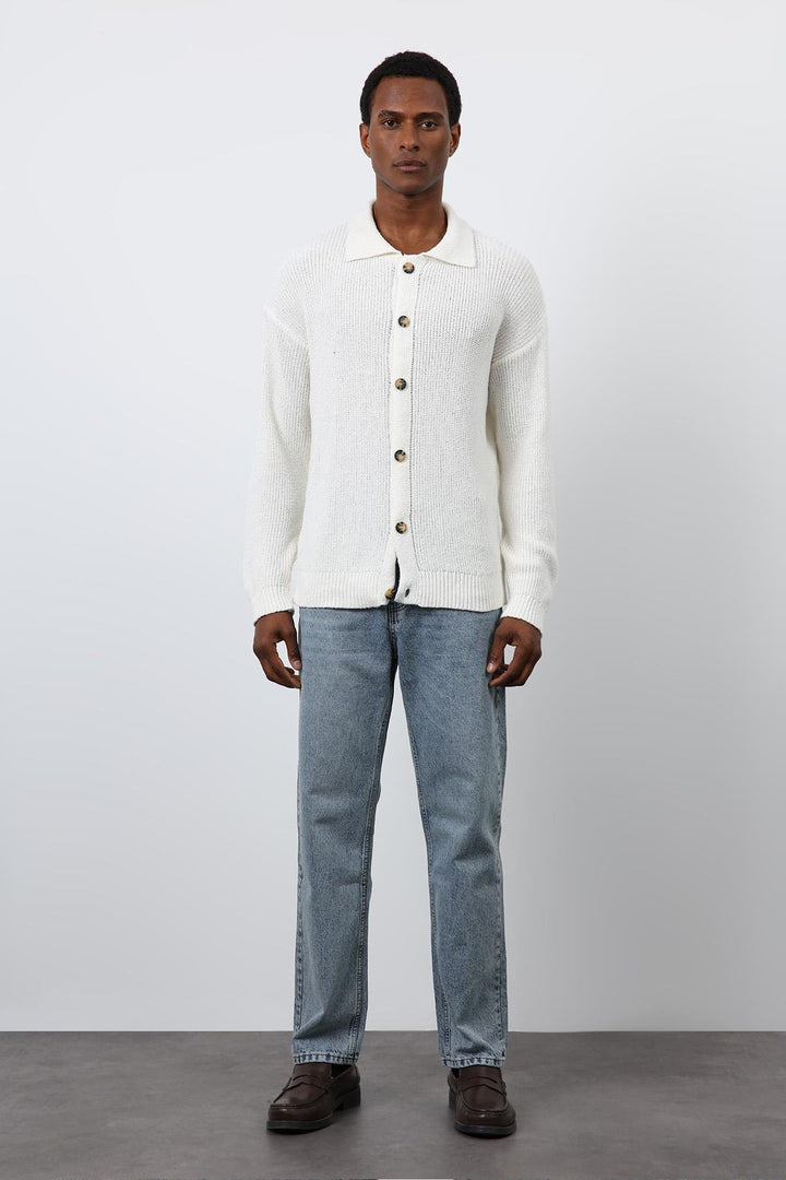 ANT Antioch Ecru Knitted Men's Cardigan - Mount Pleasant