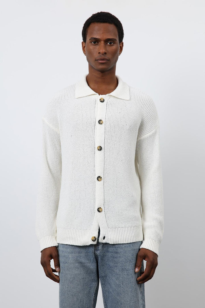 ANT Antioch Ecru Knitted Men's Cardigan - Mount Pleasant