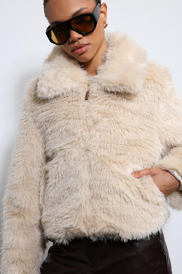 ANT Antioch Ekru Peluş Görünümlü Mont - Toretsk