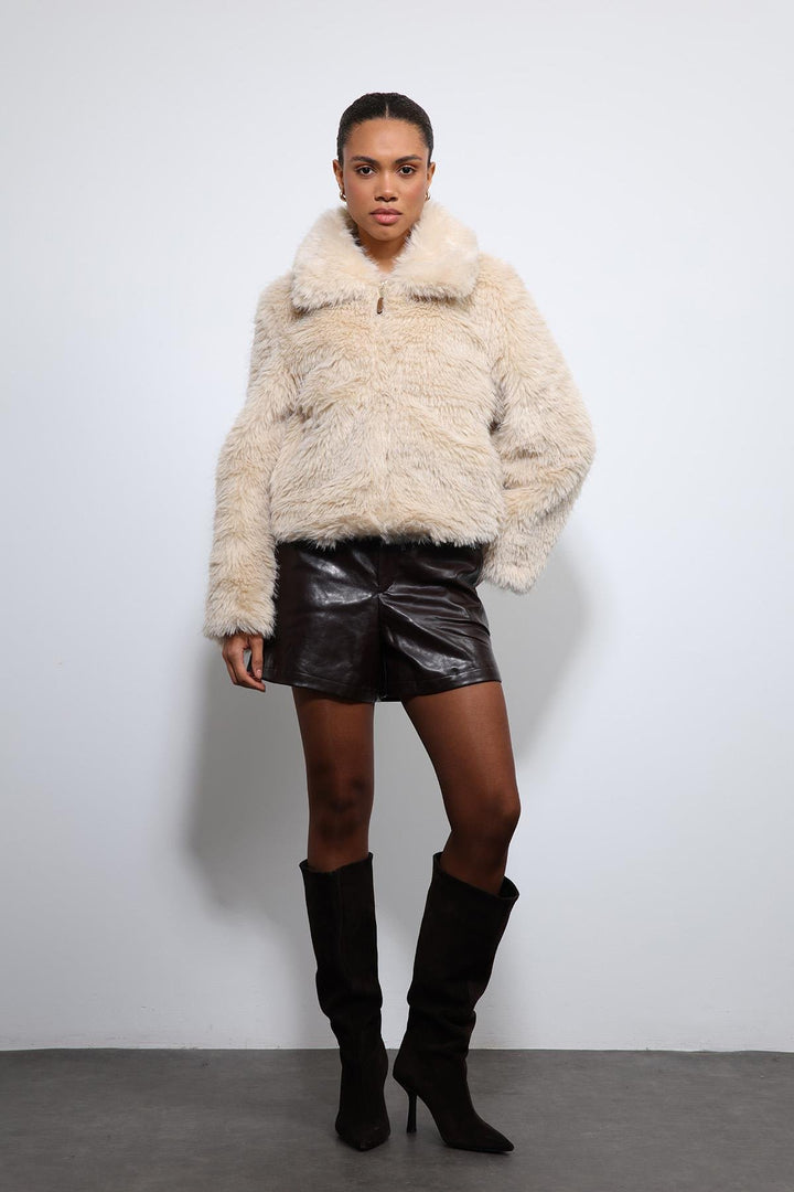 ANT Antioch Ekru Peluş Görünümlü Mont - Toretsk