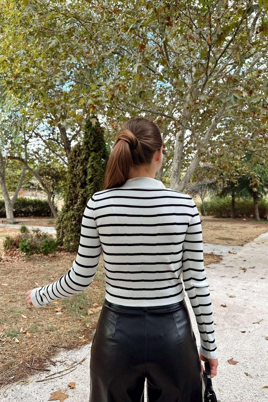 Ecru Polo V-Neck Striped Knit Sweater BCBSK-25700-K7521 - Johns Creek