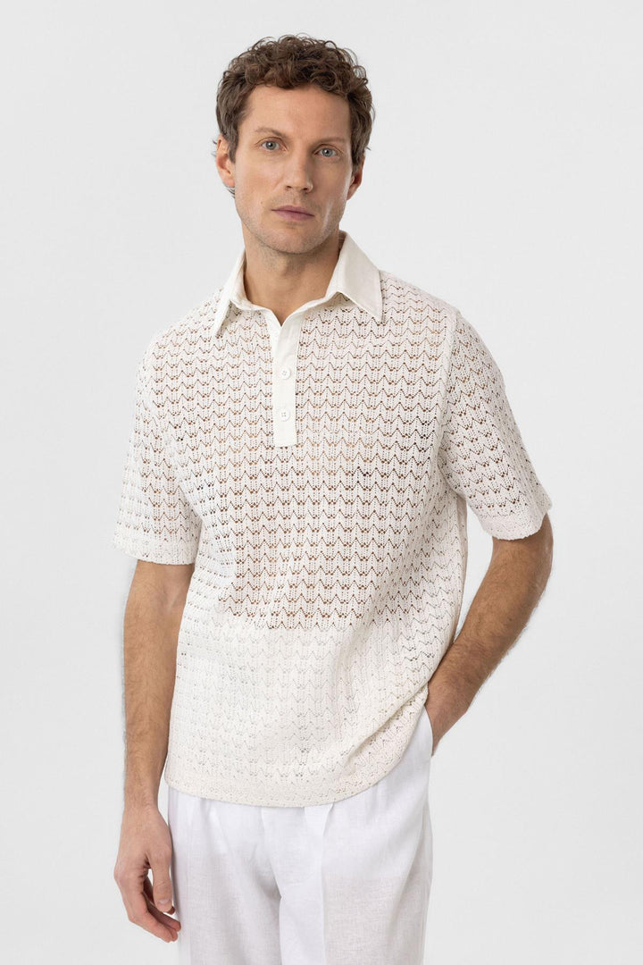 ANT Antioch Ekru Polo Yaka Örgü Erkek T-Shirt - Mons