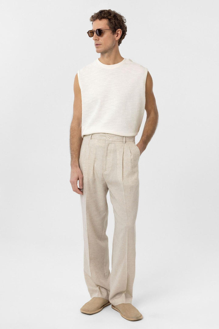 ANT Antioch Ekru Regular Fit Dokulu Erkek Kolsuz T-Shirt - Brantford