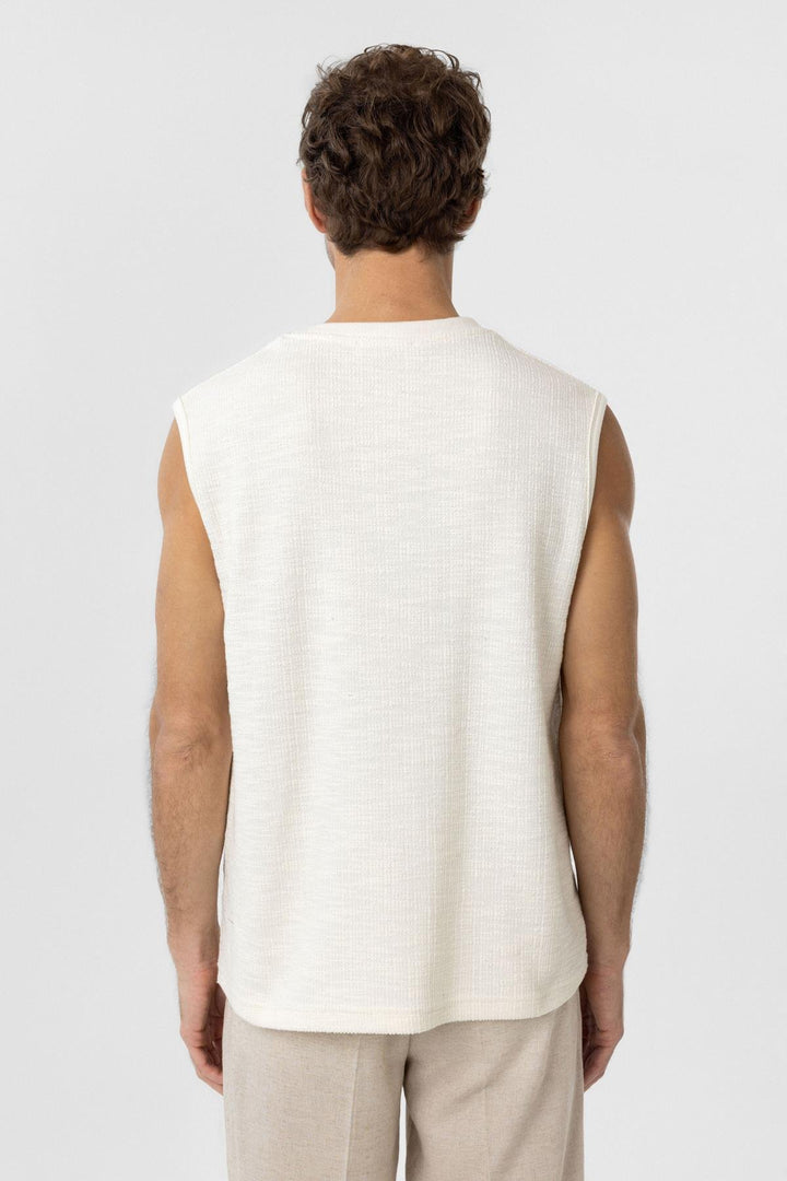 ANT Antioch Ekru Regular Fit Dokulu Erkek Kolsuz T-Shirt - Brantford