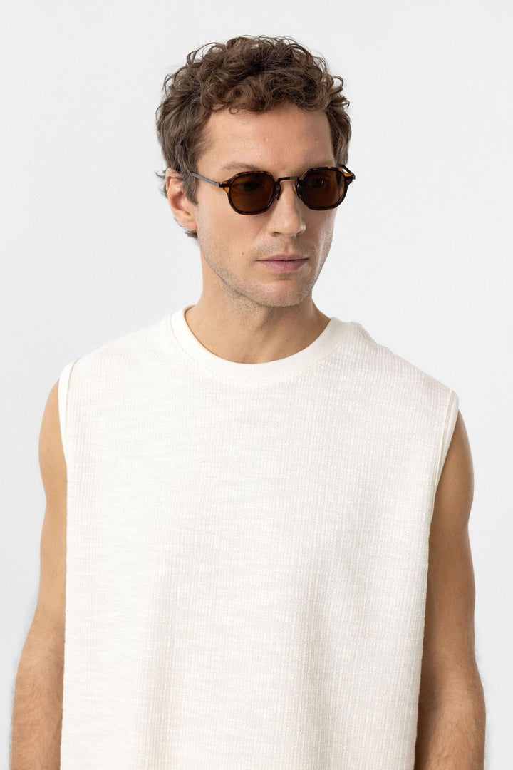 ANT Antioch Ekru Regular Fit Dokulu Erkek Kolsuz T-Shirt - Brantford