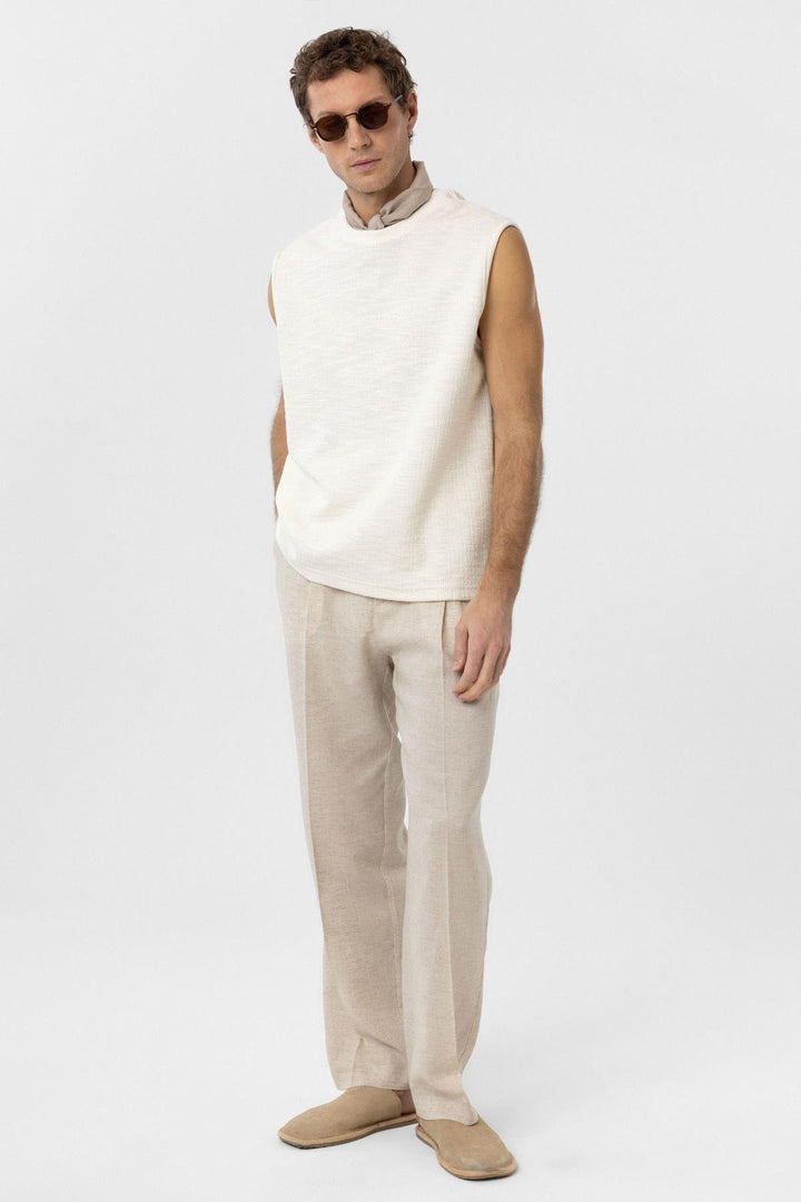 ANT Antioch Ekru Regular Fit Dokulu Erkek Kolsuz T-Shirt - Brantford