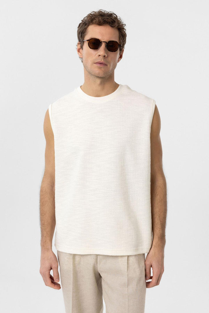 ANT Antioch Ekru Regular Fit Dokulu Erkek Kolsuz T-Shirt - Brantford