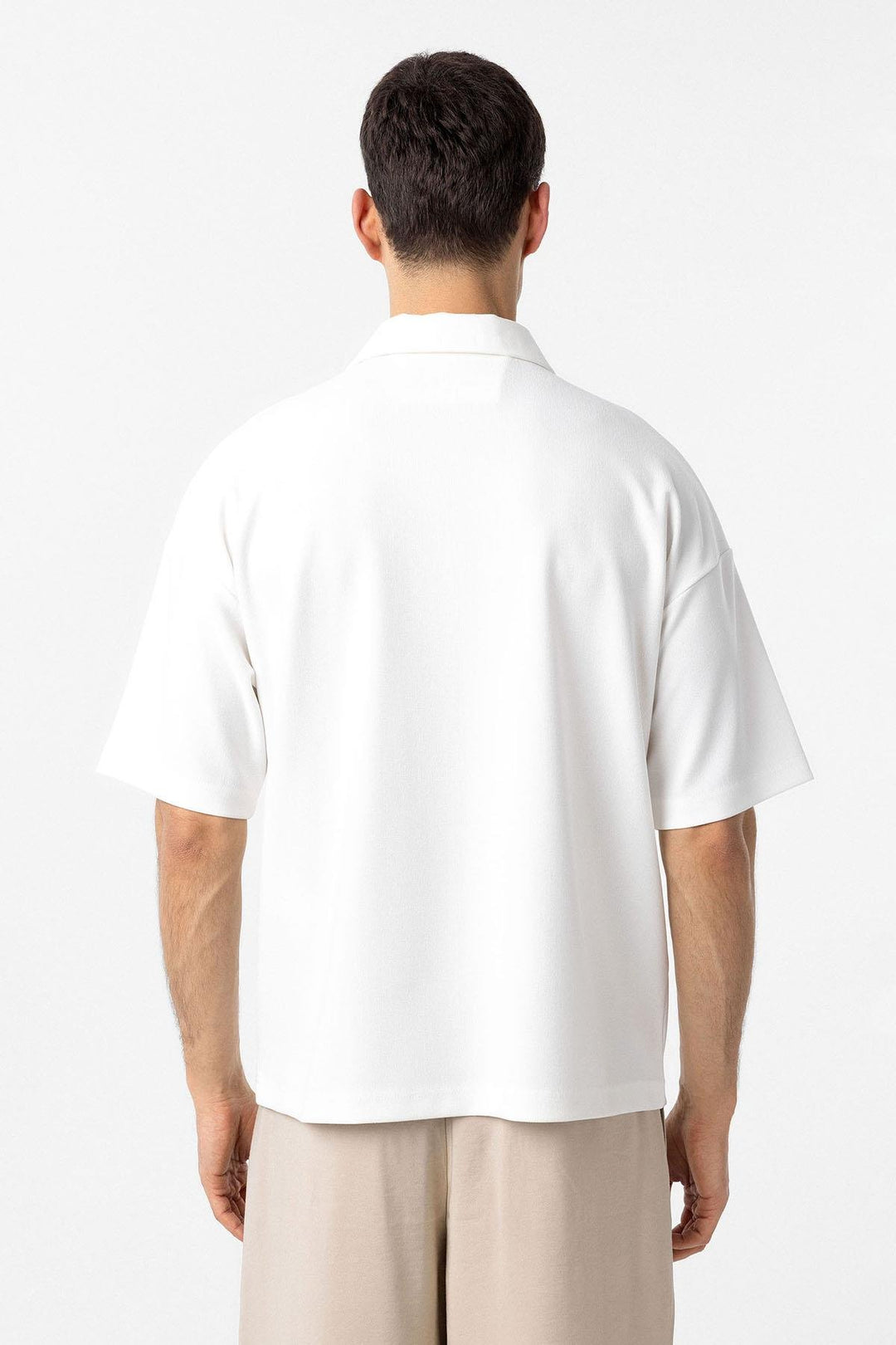 ANT Antioch Ekru Relax Fit Fermuarlı Polo Yaka Erkek T-Shirt - Alcorcón