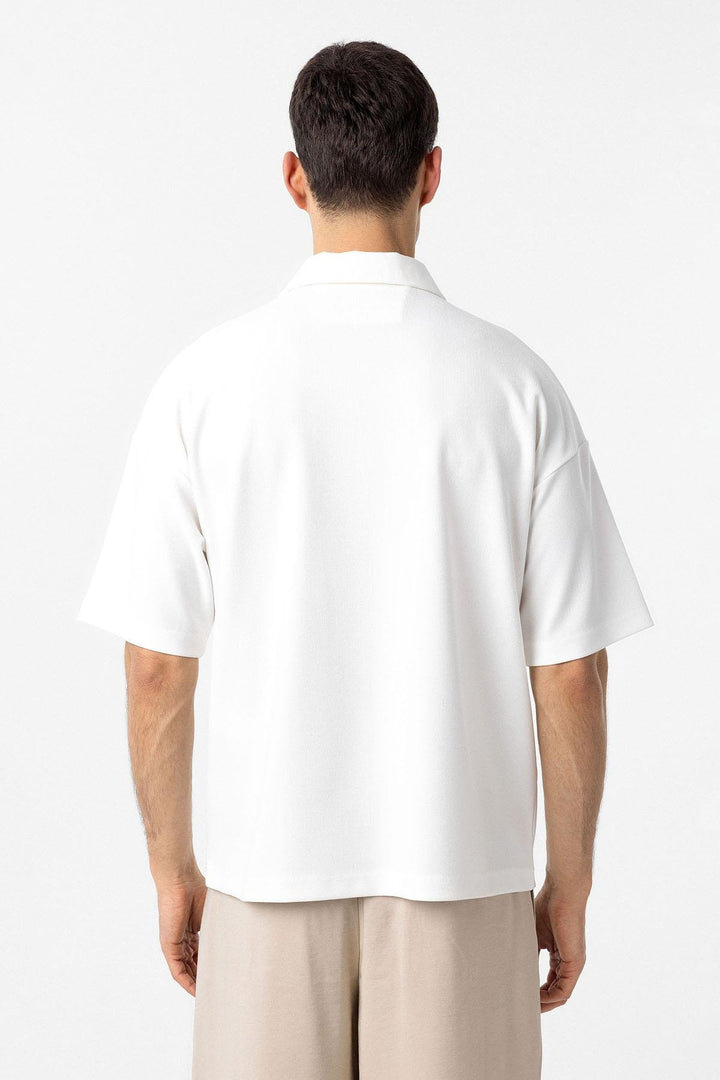 ANT Antioch Ekru Relax Fit Fermuarlı Polo Yaka Erkek T-Shirt - Alcorcón