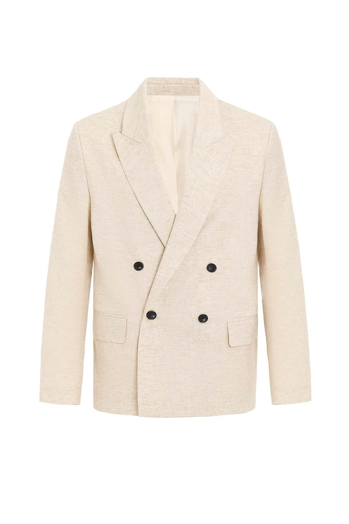 ANT Antioch Ecru Relax Fit Linen Blend Men's Blazer Jacket - Seraing