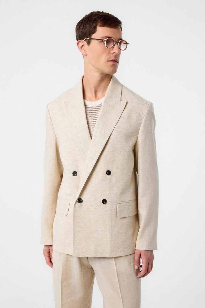 ANT Antioch Ecru Relax Fit Linen Blend Men's Blazer Jacket - Seraing