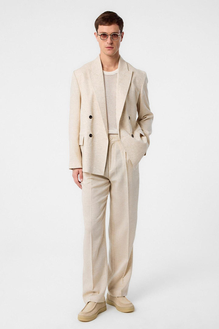 ANT Antioch Ecru Relax Fit Linen Blend Men's Blazer Jacket - Seraing