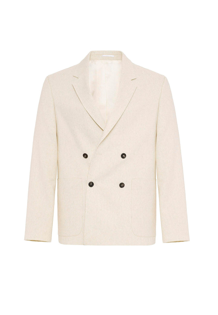 ANT Antioch Ekru Relax Fit Keten Karışımlı Erkek Blazer Ceket - Ameca