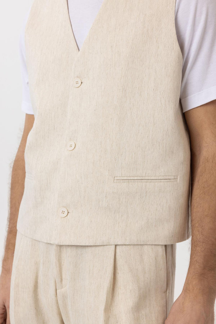 ANT Antioch Ecru Relax Fit Linen Blend Men's Vest - Ecatepec