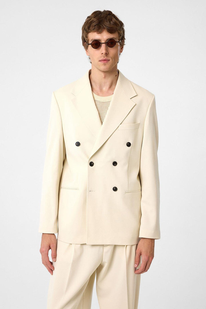 ANT Antioch Ecru Relax Fit Double Breasted Men's Blazer Jacket - Fort Lee