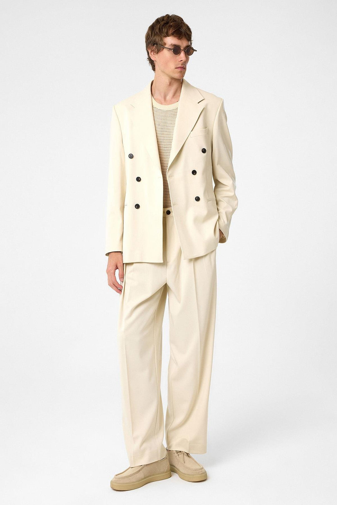 ANT Antioch Ecru Relax Fit Double Breasted Men's Blazer Jacket - Fort Lee