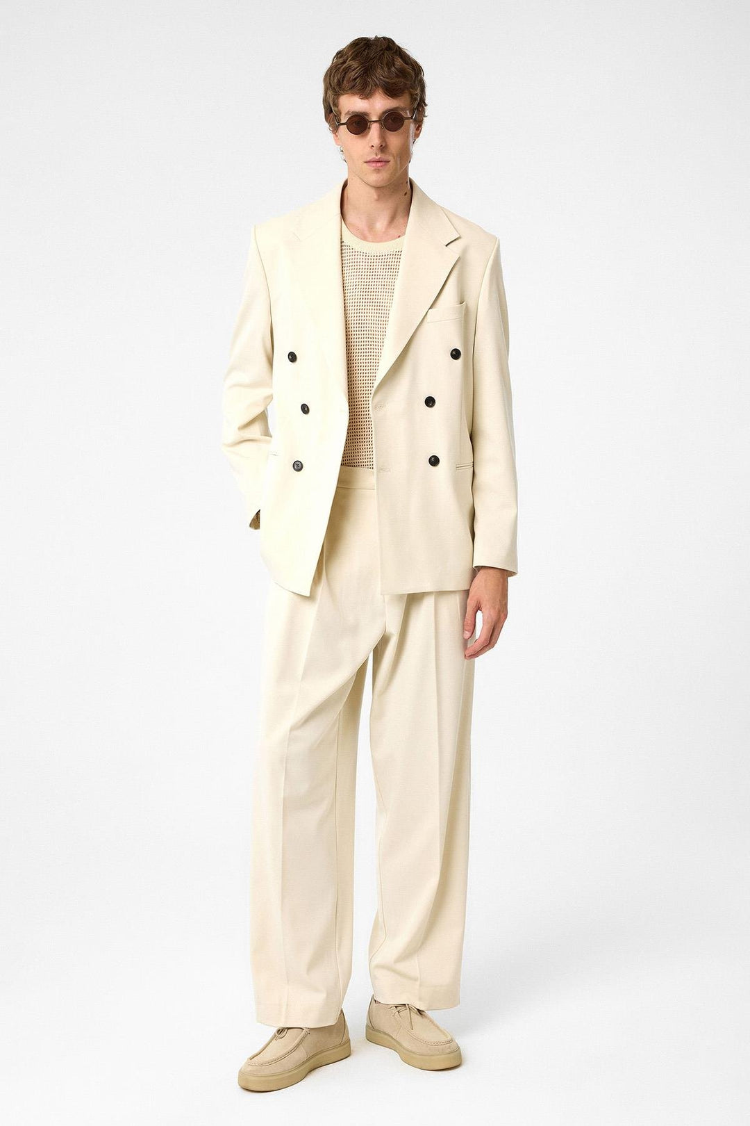 ANT Antioch Ecru Relax Fit Double Breasted Men's Blazer Jacket - Fort Lee