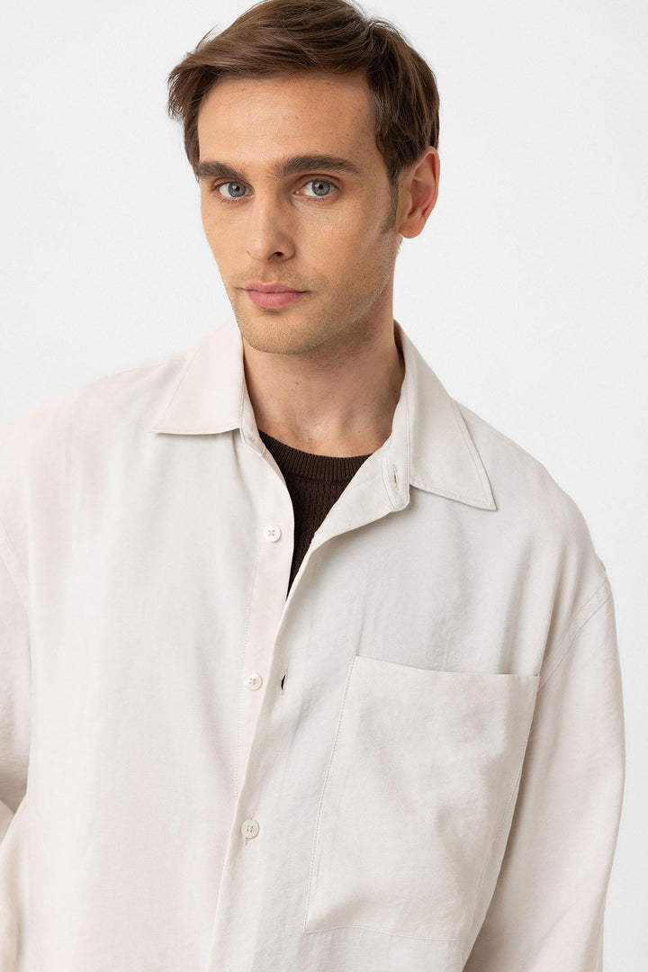 ANT Antioch Ekru Relax Fit Modal Kumaş Erkek Gömlek - Conflans-Sainte-Honorine