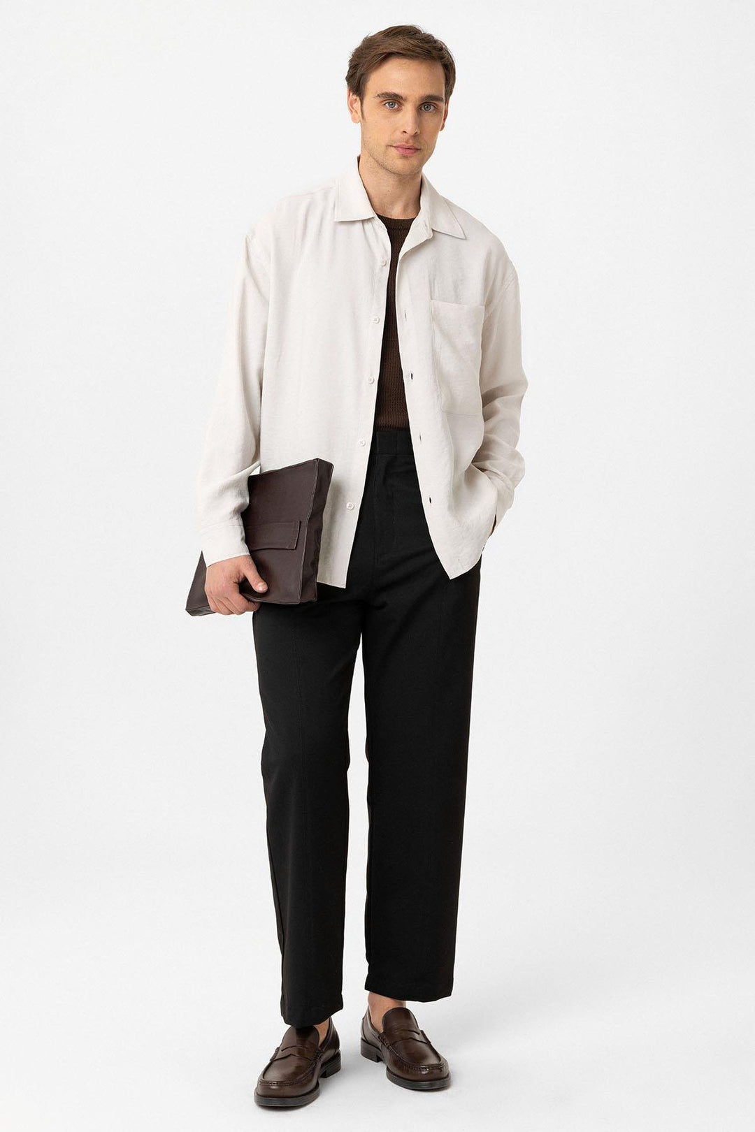 ANT Antioch Ecru Relax Fit Modal Fabric Men's Shirt - Whittier