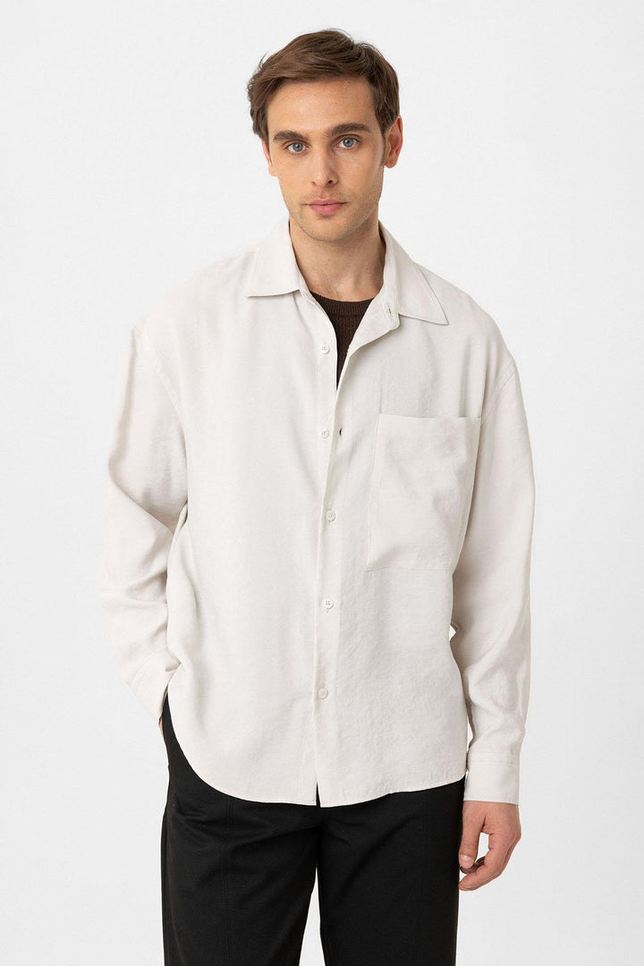 ANT Antioch Ekru Relax Fit Modal Kumaş Erkek Gömlek - Conflans-Sainte-Honorine
