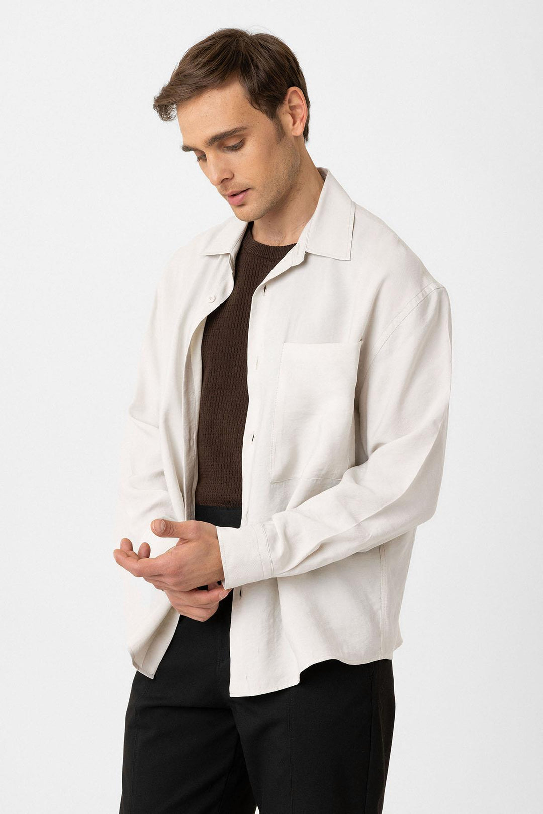 ANT Antioch Ekru Relax Fit Modal Kumaş Erkek Gömlek - Conflans-Sainte-Honorine