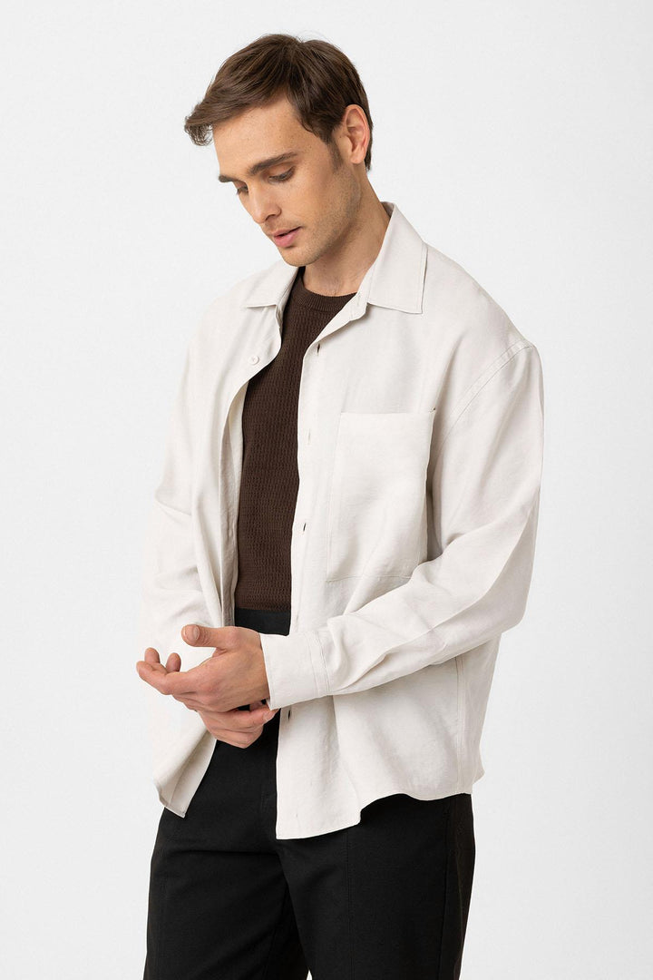 ANT Antioch Ekru Relax Fit Modal Kumaş Erkek Gömlek - Conflans-Sainte-Honorine