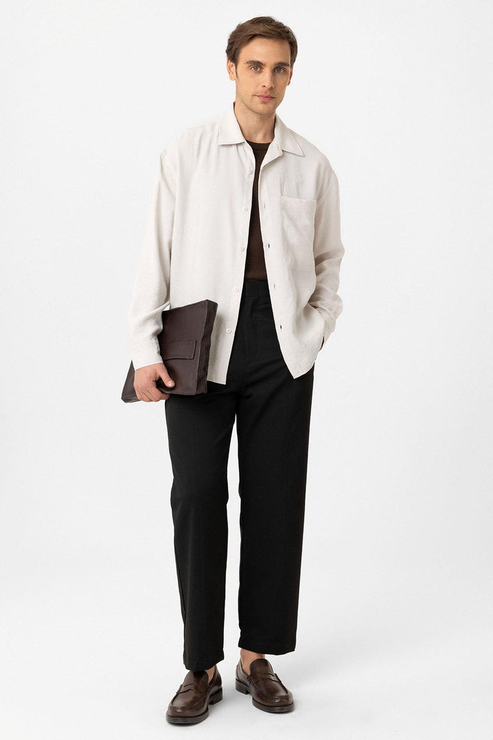 ANT Antioch Ekru Relax Fit Modal Kumaş Erkek Gömlek - Conflans-Sainte-Honorine