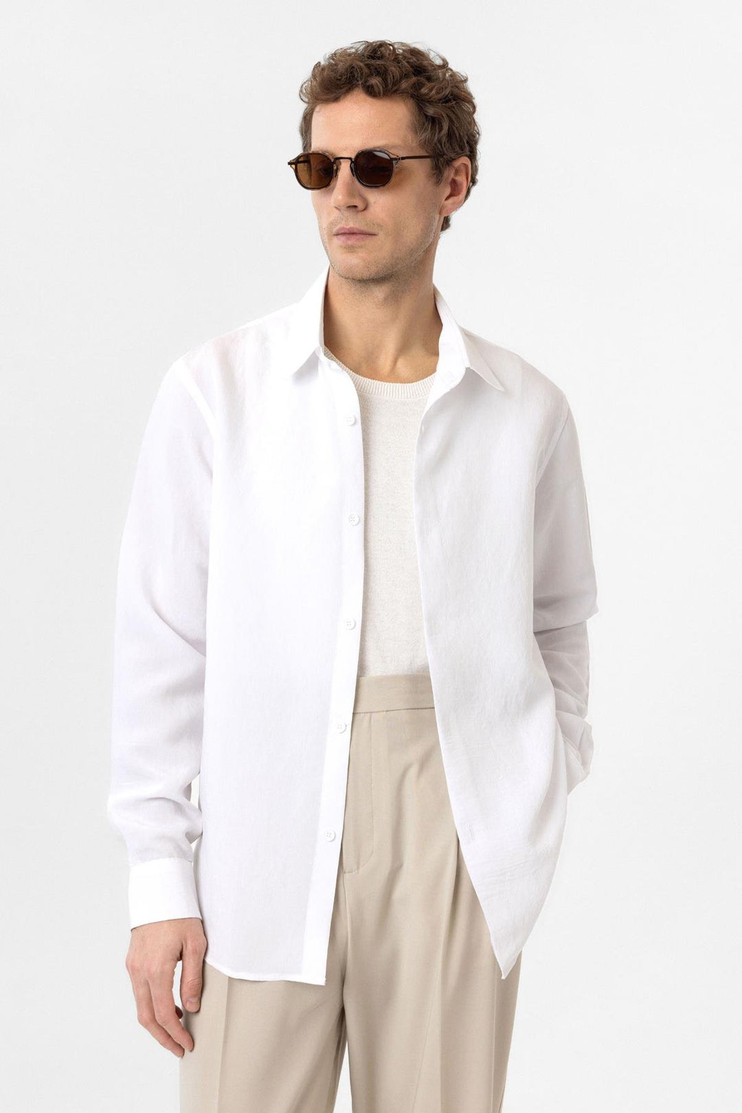 ANT Antioch Ecru Relax Fit Modal Fabric Men's Shirt - San Pedro Garza García