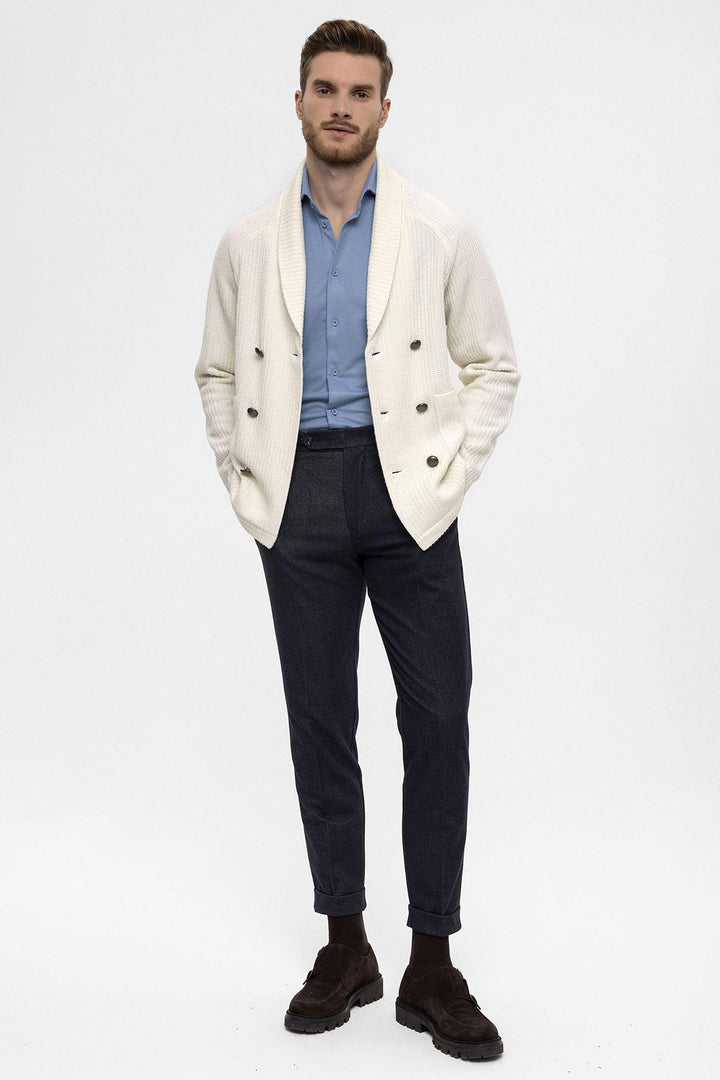 ANT Shawl Collar Double Breasted Closure Men's Cardigan - Santa Cruz