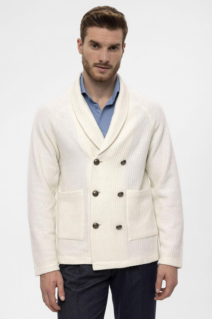 ANT Shawl Collar Double Breasted Closure Men's Cardigan - Santa Cruz