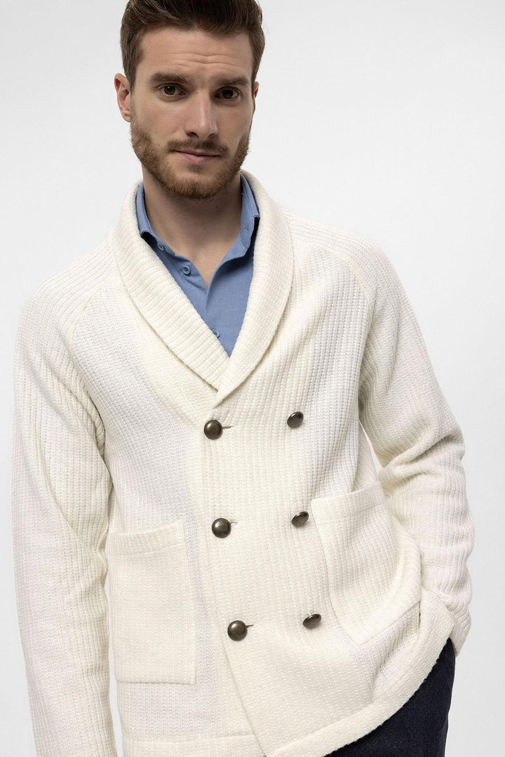 ANT Shawl Collar Double Breasted Closure Men's Cardigan - Santa Cruz