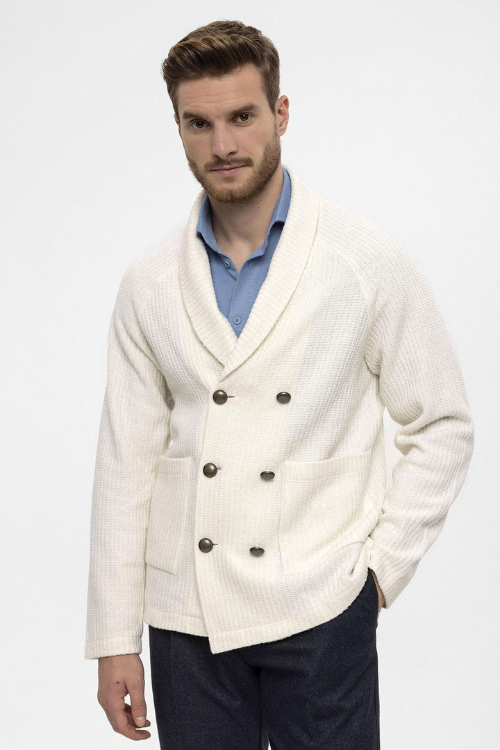 ANT Shawl Collar Double Breasted Closure Men's Cardigan - Santa Cruz
