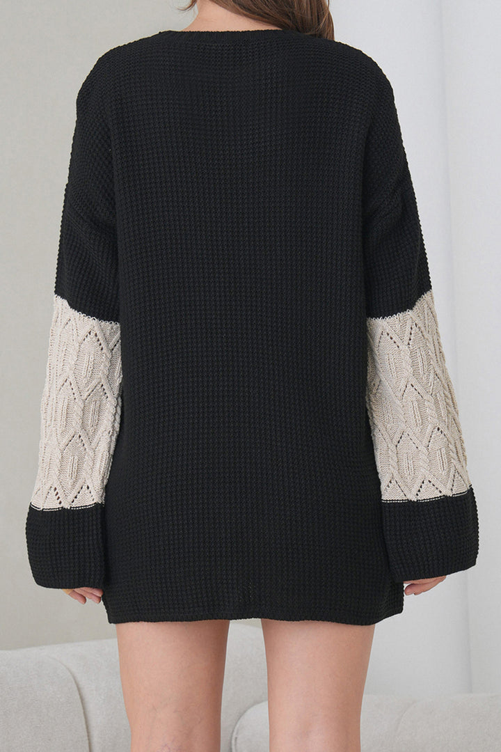 Ecru Black Bicycle Collar Patterned Mini Knit Dress BCHPK-251244 - Miahuatlán de Porfirio Díaz