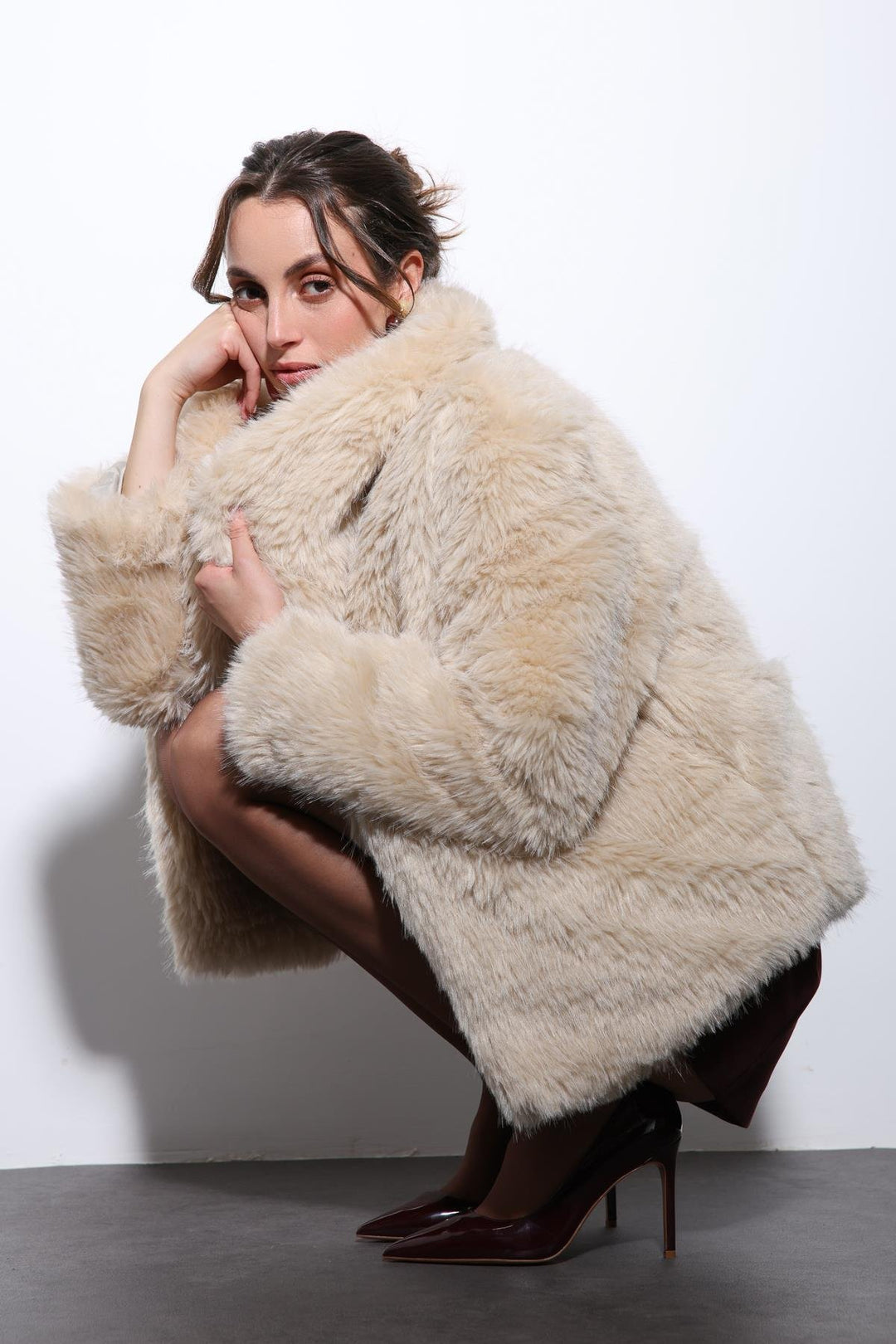 ANT Antioch Ecru Faux Fur Women's Jacket - Petroúpoli