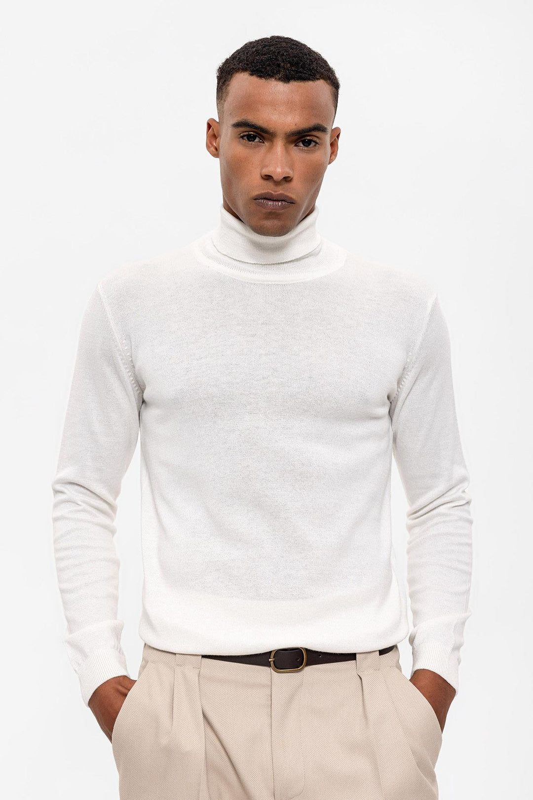 ANT Antioch Ecru High Neck Men's Sweater - Angoulême