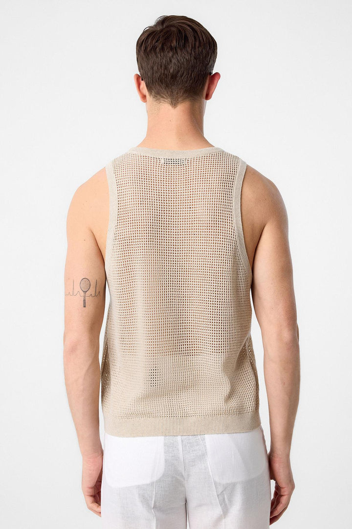 ANT Antioch Ecru Knit Men's Tank Top - Ede