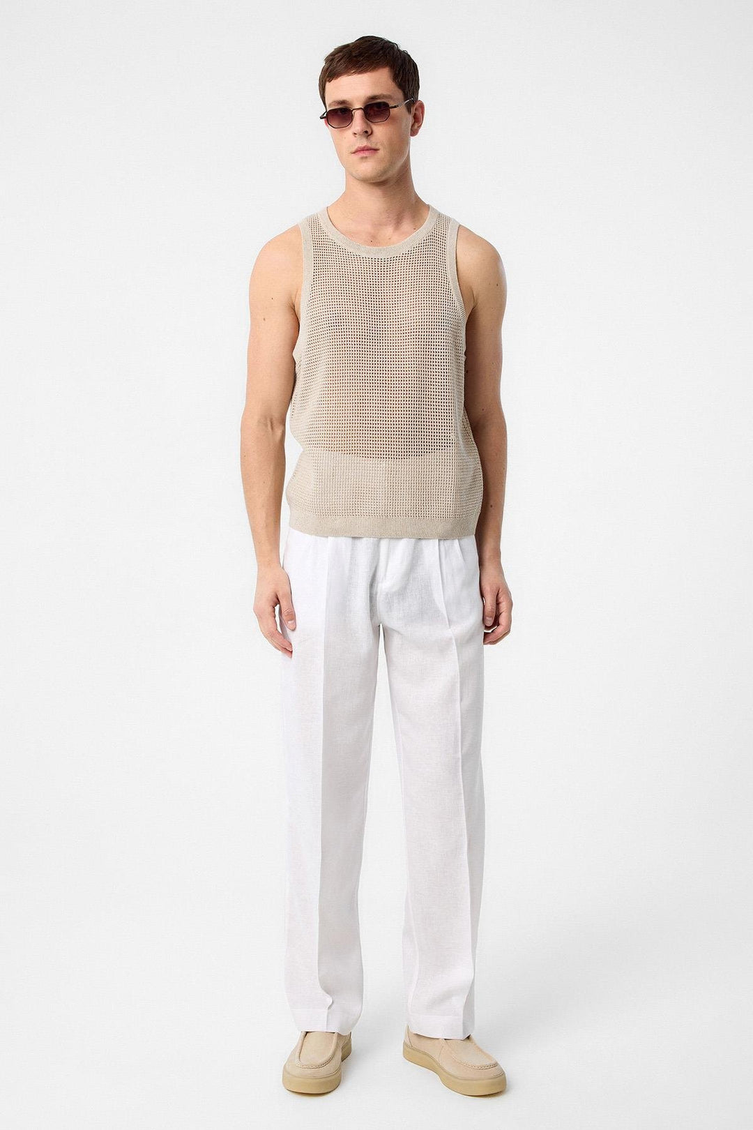 ANT Antioch Ecru Knit Men's Tank Top - Ede