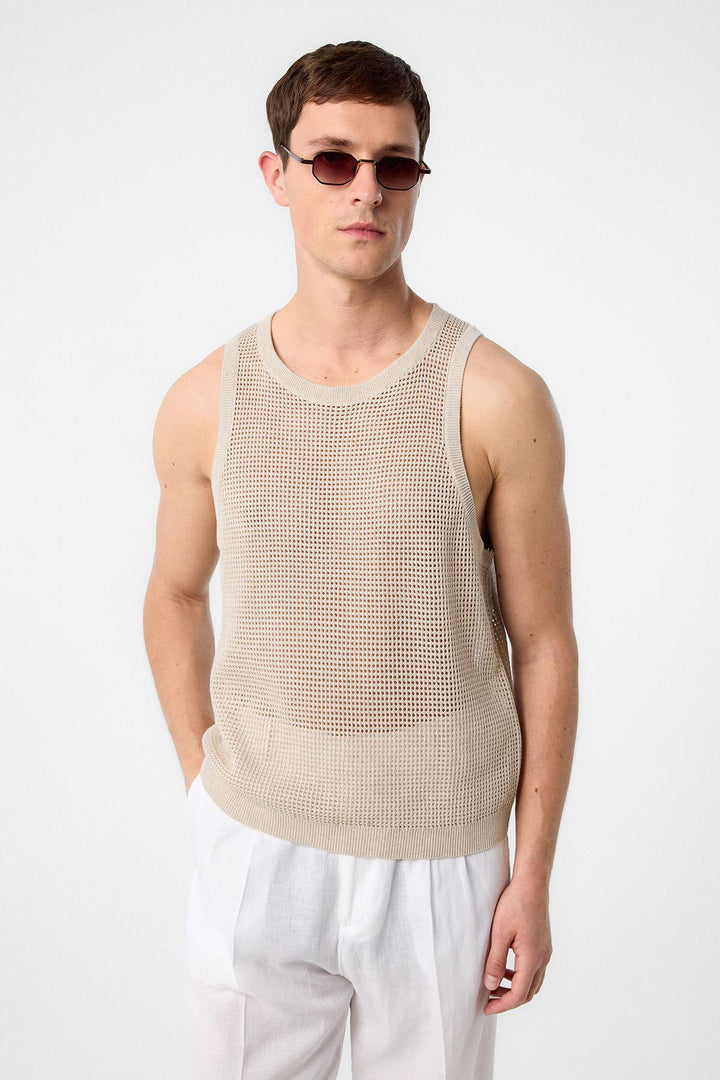 ANT Antioch Ecru Knit Men's Tank Top - Ede