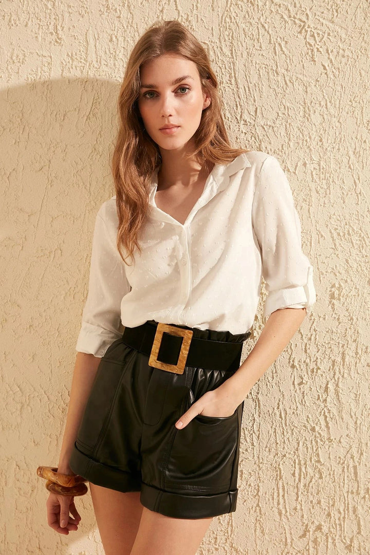 Ecru Viscose Basic Shirt BCBSK-25700-K4094 - Leverkusen