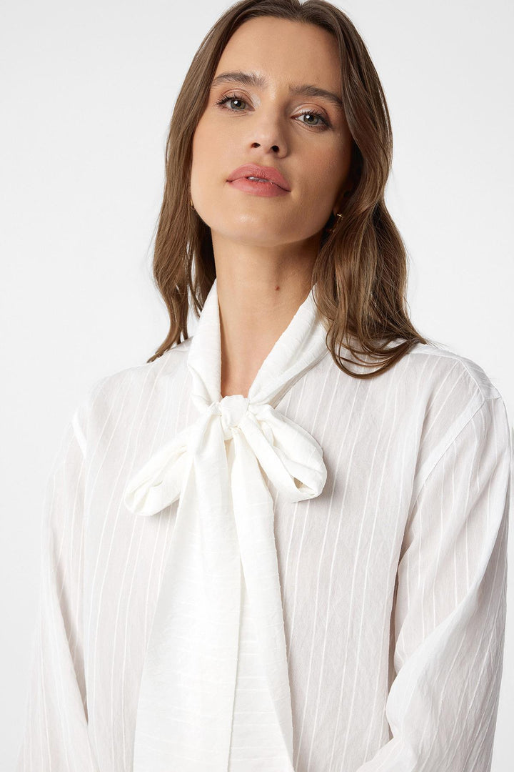 ANT Antioch Ecru Collared Women's Shirt with Scarf - Galveston