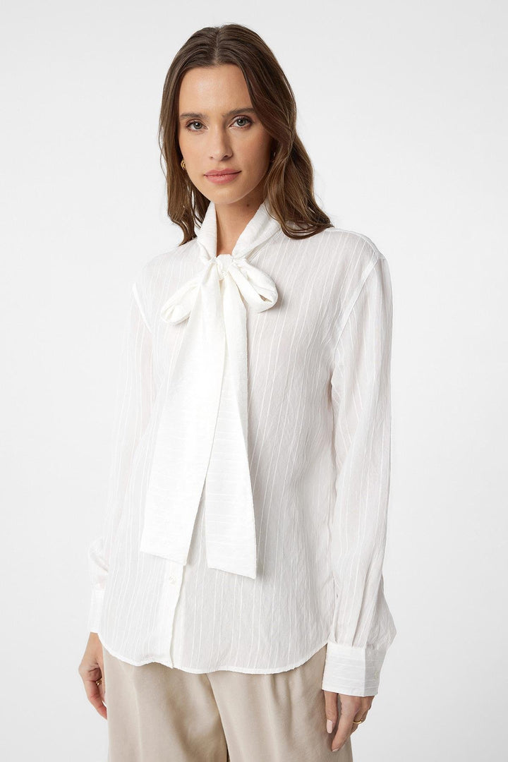 ANT Antioch Ecru Collared Women's Shirt with Scarf - Galveston