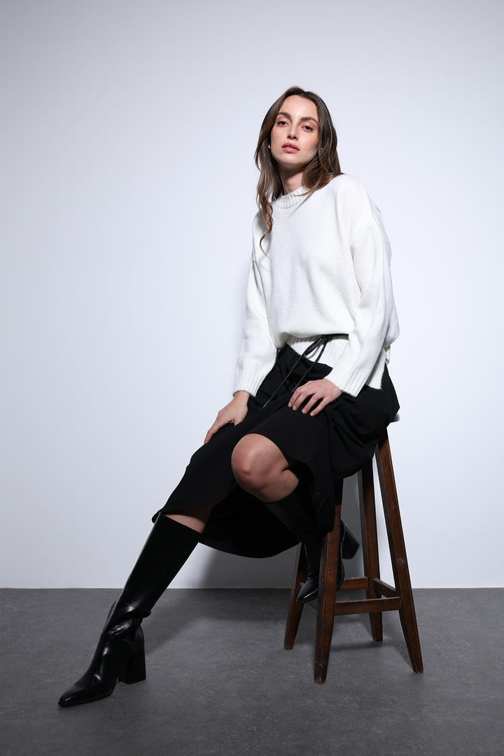 ANT Antioch Ecru Slit Detailed Women's Sweater - Netishyn