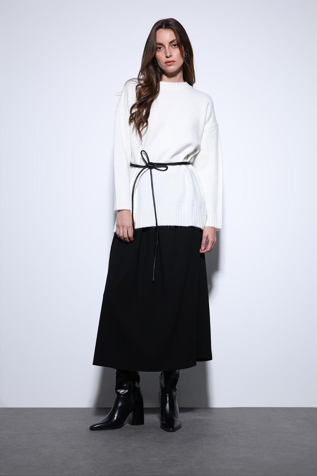 ANT Antioch Ecru Slit Detailed Women's Sweater - Netishyn