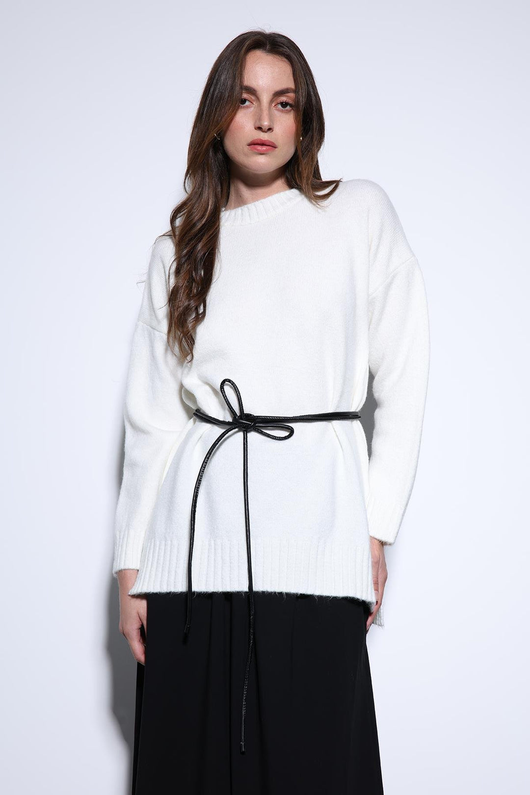 ANT Antioch Ecru Slit Detailed Women's Sweater - Netishyn