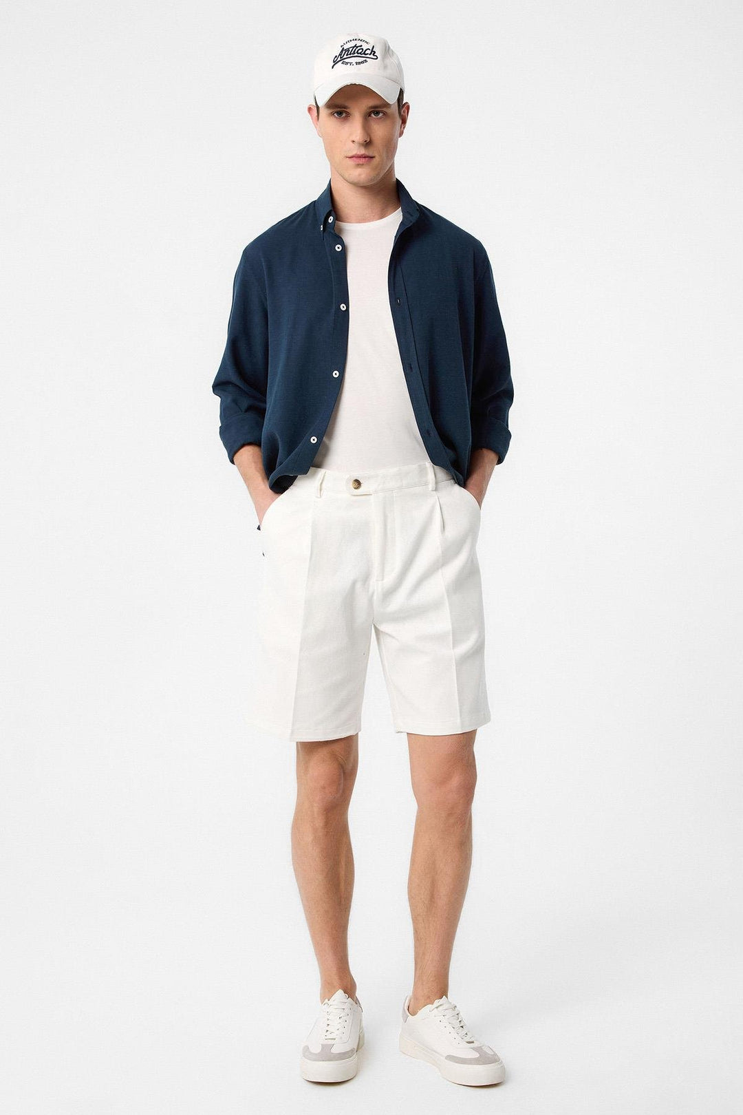 ANT Antioch Ecru High Waist Pleated Men's Shorts - Antioch