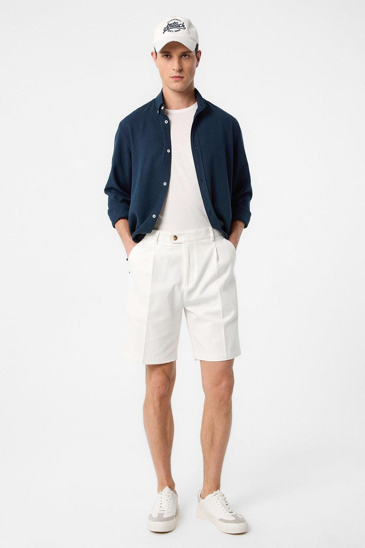 ANT Antioch Ecru High Waist Pleated Men's Shorts - Euskirchen