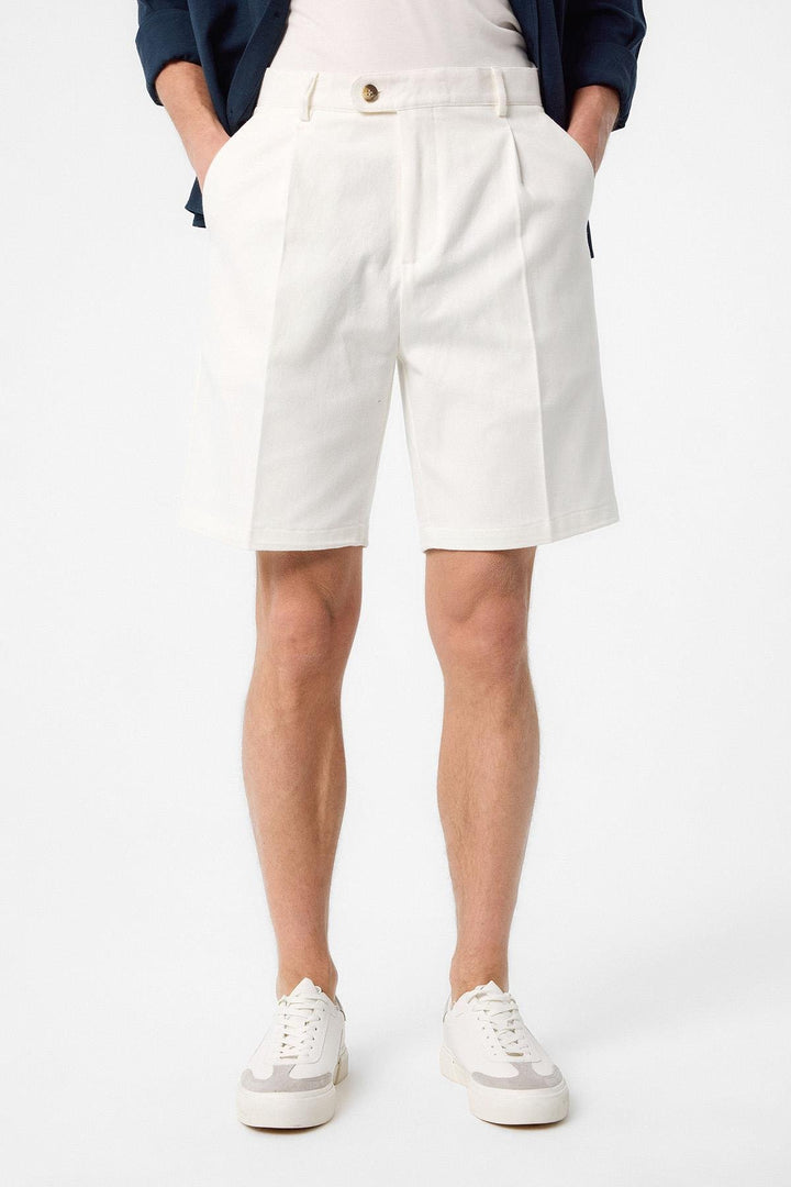 ANT Antioch Ecru High Waist Pleated Men's Shorts - Euskirchen